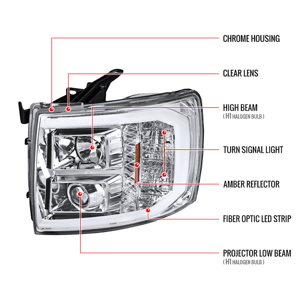 Chrom Projektor Scheinwerfer mit LED für 2007 13 Chevrolet Silverado