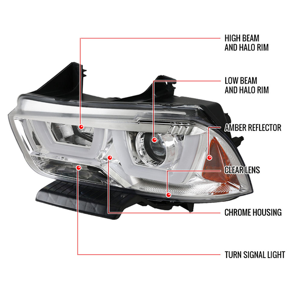 Chrom Projektor Scheinwerfer mit LED für 2011 2014 Dodge Charger