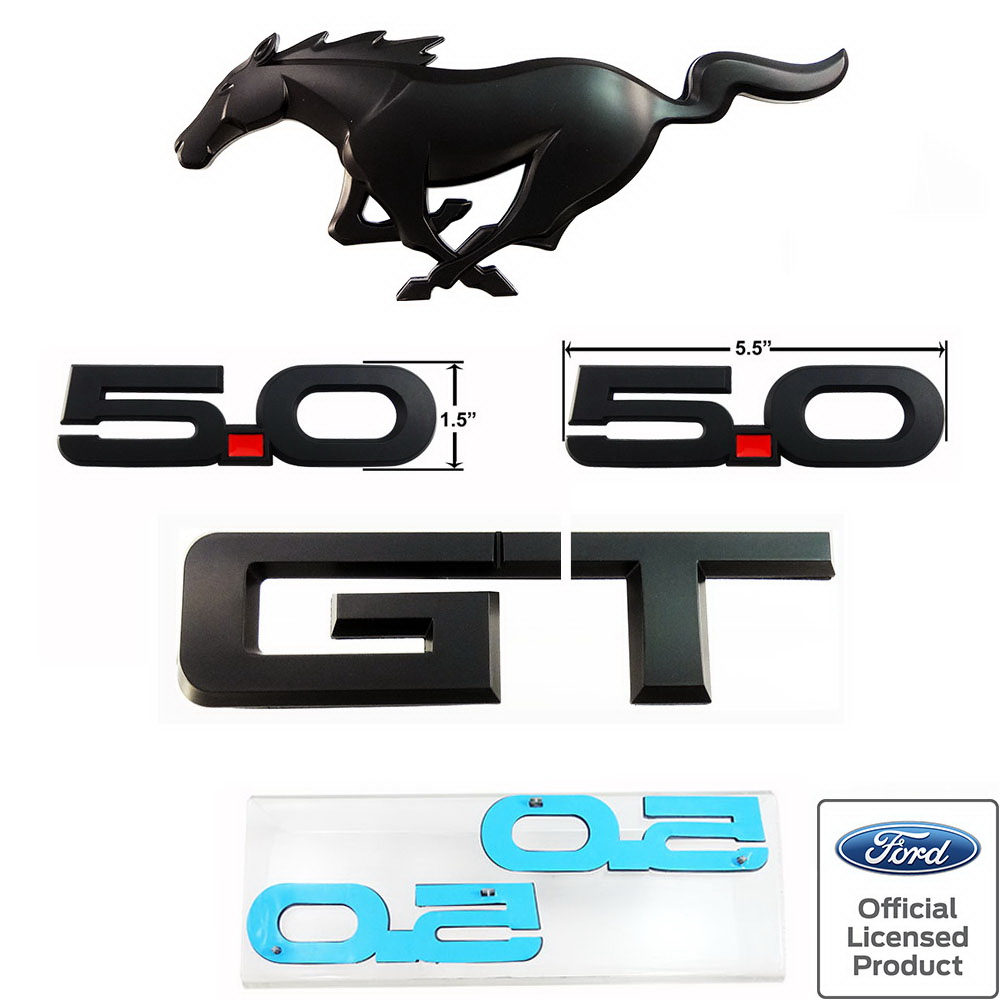 Billet Emblem Package Abs Matte Black For 15 19 Ford Mustang Gt