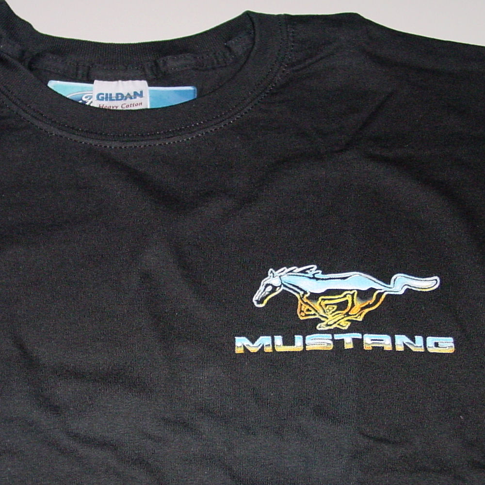 Black Ford Mustang S197 Pony Flames Cotton T-Shirt in Size XL